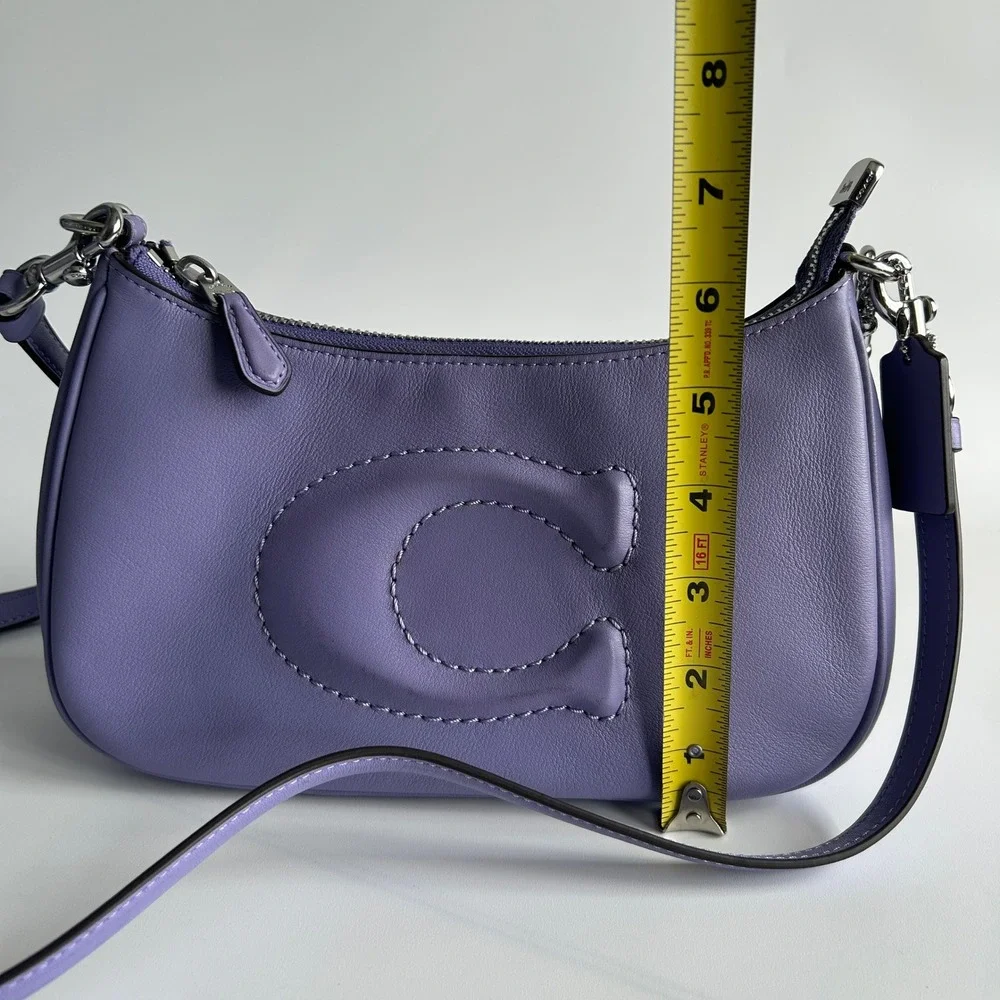 Coach Teri Light Violet Pebbled Leather Shoulder Bag Excellent